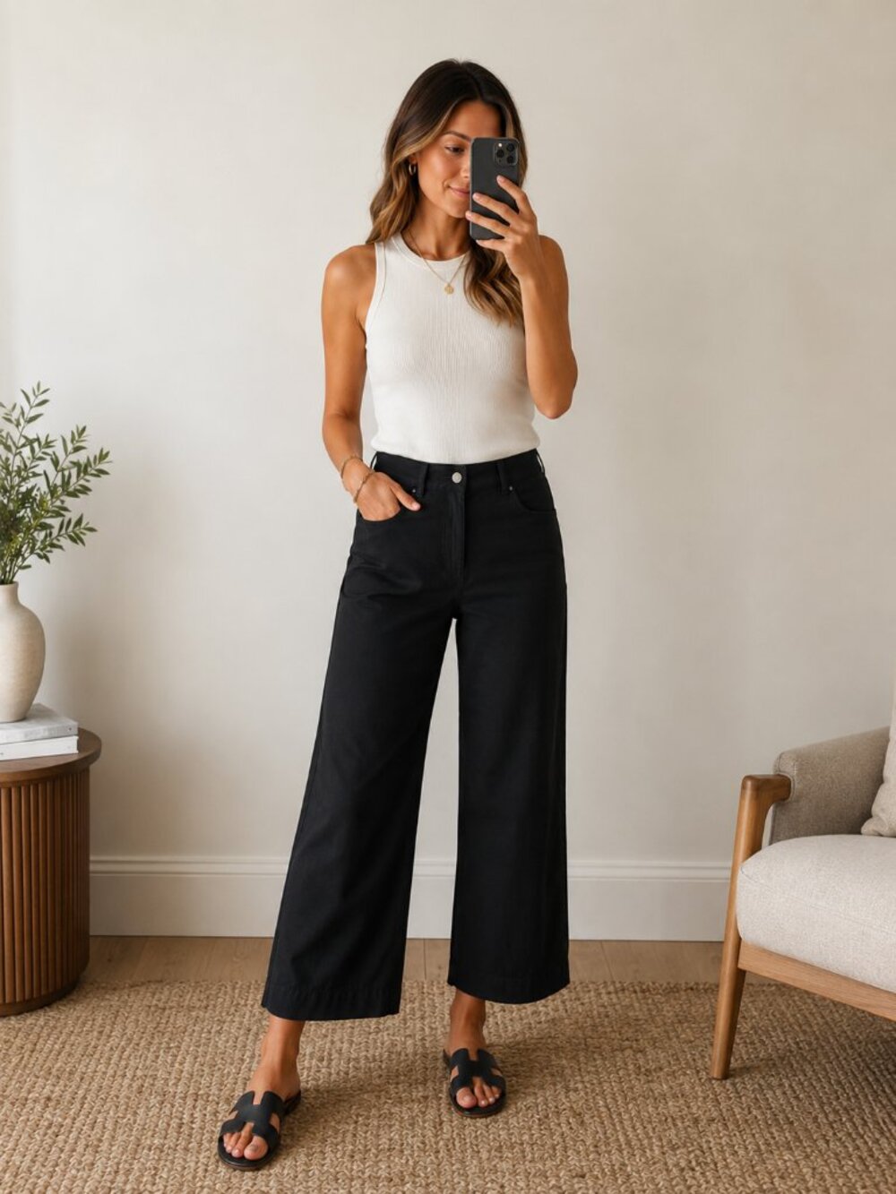 Lululemon City Sleek Wide Leg Crop Pants Black High Rise Work Trouser 29